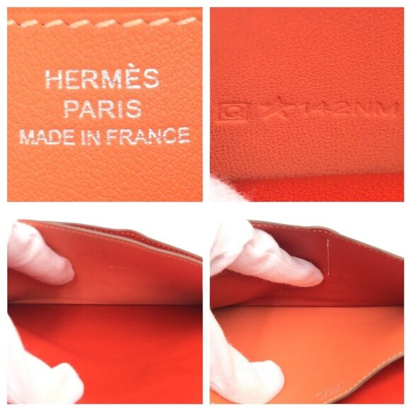 HERMES Red Leather Wallet - Picture 4 of 9